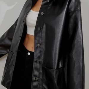 SHEIN: Leather Coat (Button Front Drop Shoulder)